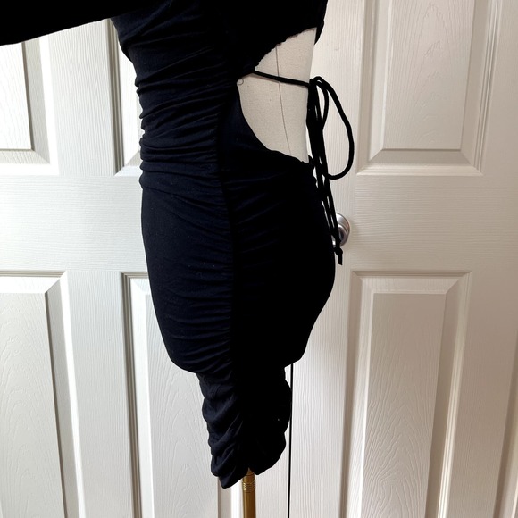 Naked Wardrobe Ruched Bodycon Open BackMini Dress Size Small Black - Picture 4 of 7